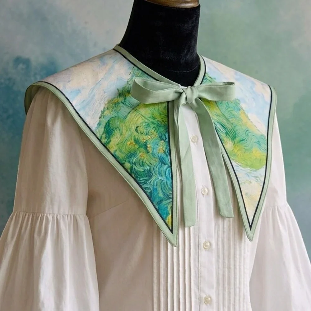 Art Print Collar Neck Scarf Van Gogh Green Wheat Fields Auvers Sailor Bib